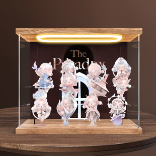 适用泡泡玛特SKULLPANDA进退之门系列手办sp盲盒场景灯光收纳盒