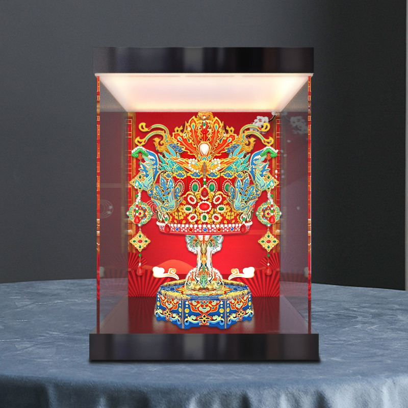 灯箱款防尘收纳盒适用同趣有凤来仪展示盒八音盒凤冠积木新婚礼物