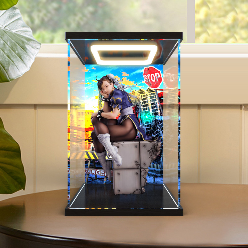 亚克力灯光收纳盒适用MAX Factory MF 街头霸王 春丽 手办展示盒