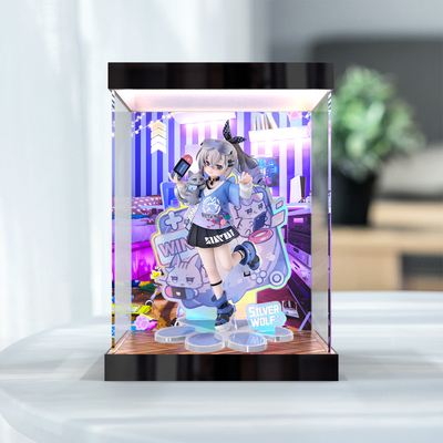 适用绷坏:星穷铁道 小不点猫猫系列手办-银狼亚克力灯光展示盒