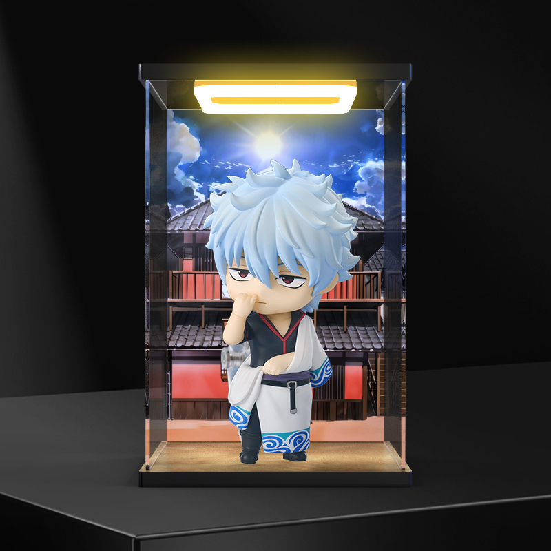回型灯亚克力透明展示盒 适用AOWOBOX 坂田银时 粘土人 手办模型