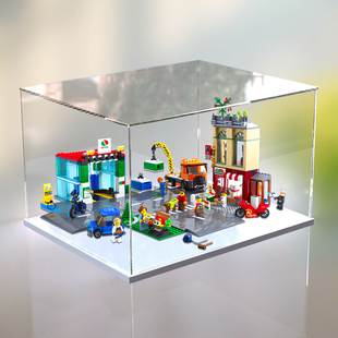 亚克力展示盒适用乐高60292城市中心透明防尘罩防尘盒积木收纳盒