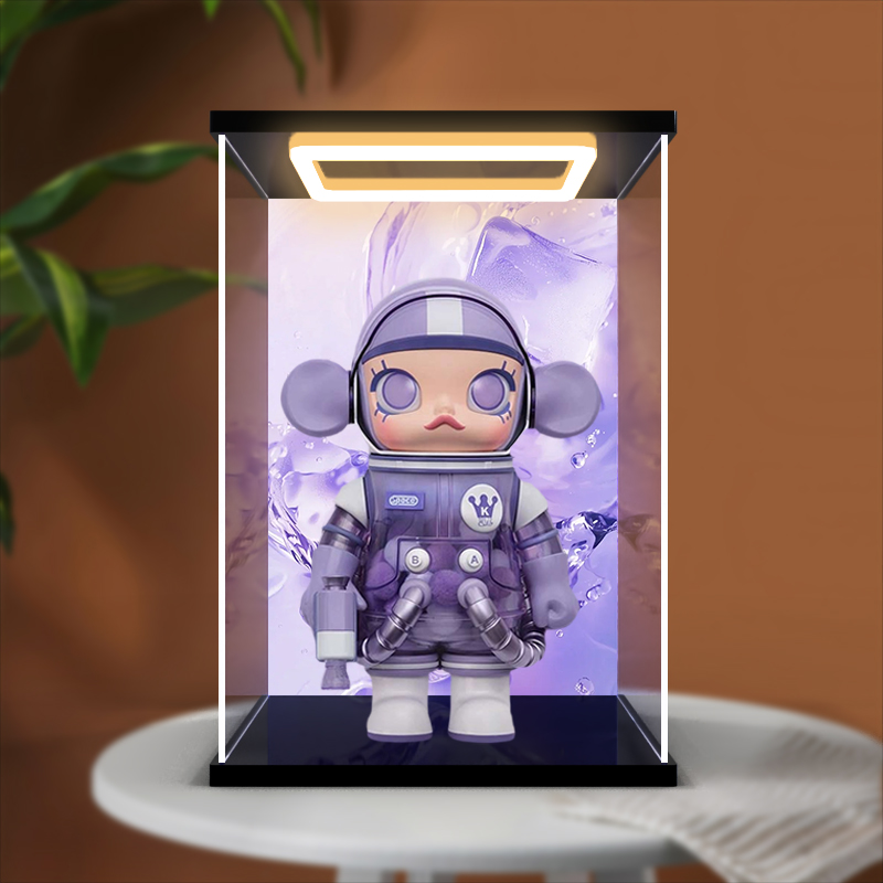 回灯亚克力高清收纳盒适用泡泡玛特molly 400%芋见潮玩手办展示盒