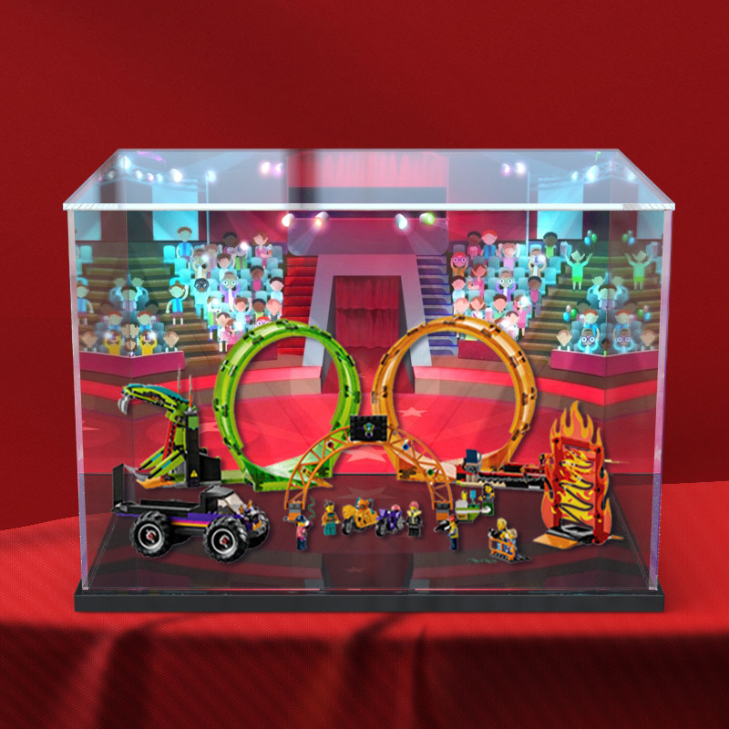 亚克力展示盒适用乐高城市系列60339双环特技表演场积木防尘罩子