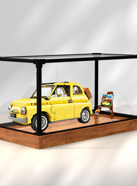 合金框模型防尘盒10271菲亚特500亚克力展示盒适用乐高收纳盒高清