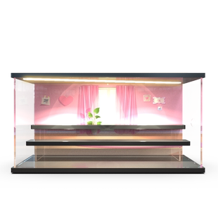 适用泡泡玛特HelloKitty三丽鸥家族美妆系列盲盒场景盒防尘收纳盒