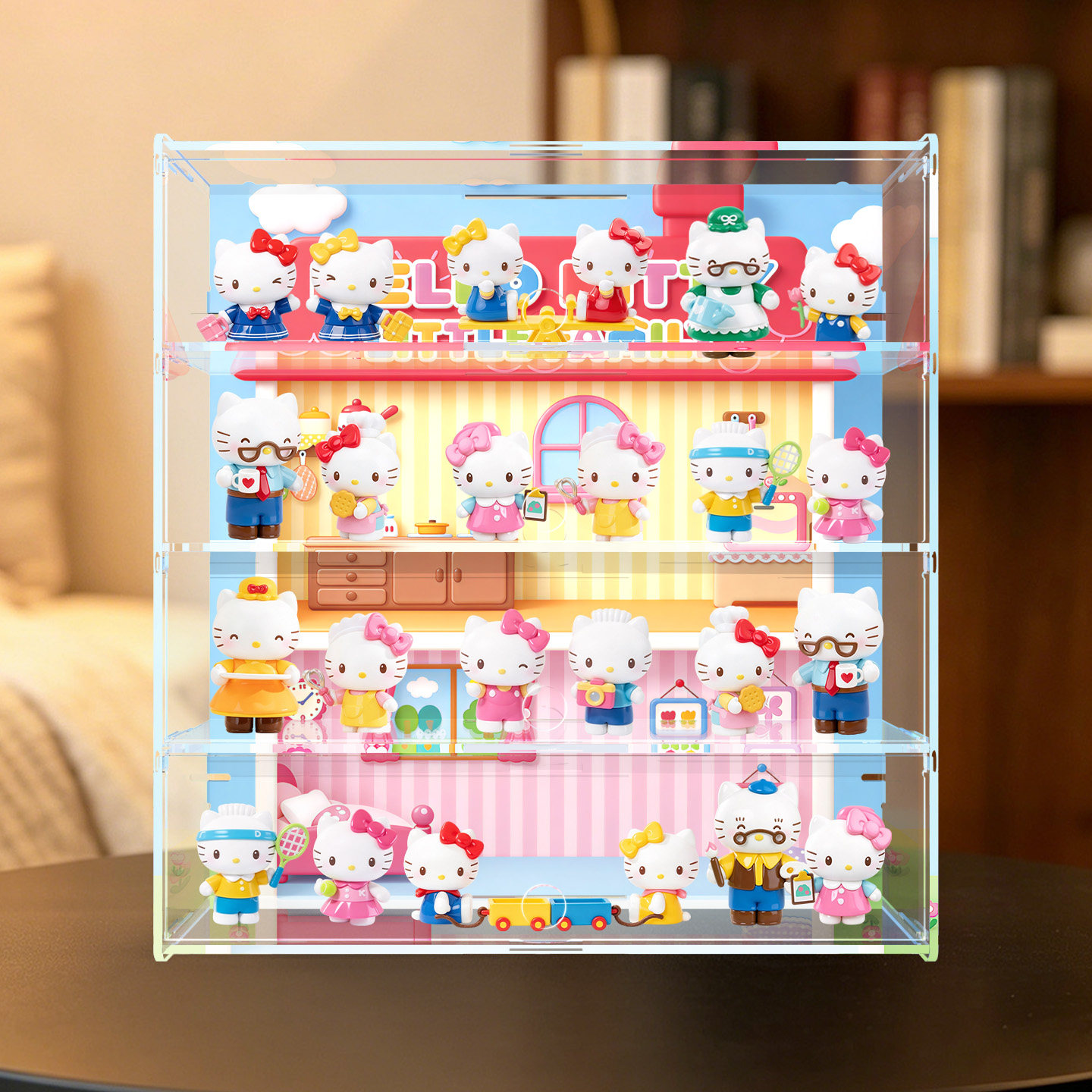 冰鹏适用 HelloKitty小小家族系列手办盲盒萌粒摆件高透明收纳盒