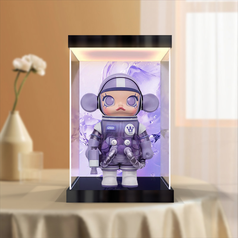 灯箱亚克力收纳盒适用泡泡玛特molly 400%芋见潮玩手办高清展示盒