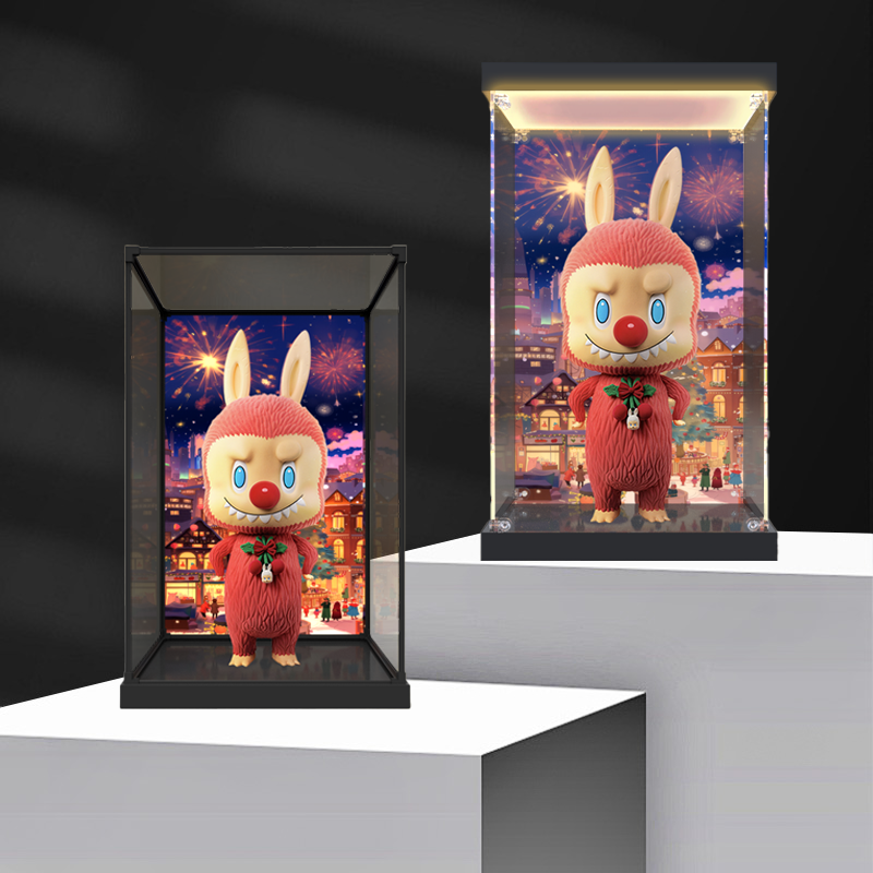 适用泡泡玛特labubu 拉布布1000%圣诞款盲盒 亚克力 展示盒