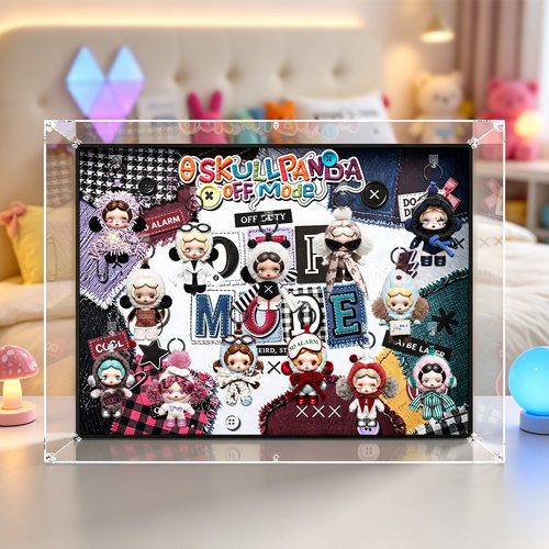 冰鹏适用SKULLPANDA不想不想系列毛绒公仔挂件sp盲盒高透明收纳盒