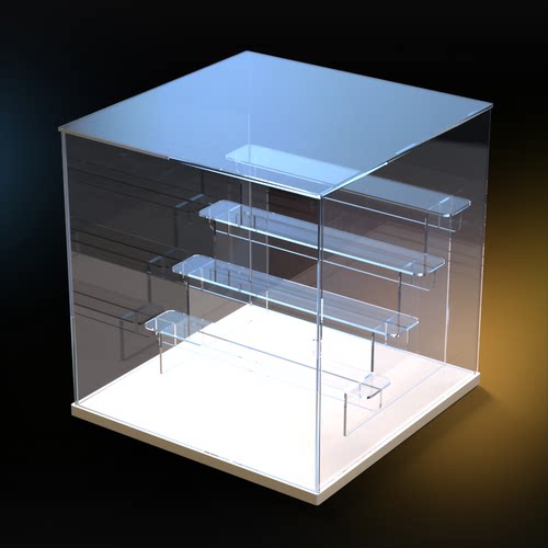 亚克力展示盒适用泡泡马特手办盲盒潮玩带阶梯透明收纳盒多层架