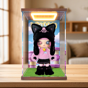回灯透明收纳盒适用泡泡玛特 Molly 躲猫猫 1/8 可动人偶潮玩公仔
