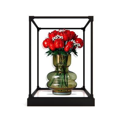 透明亚克力收纳盒适用乐高10328玫瑰花积木模型玩具防尘罩展示盒