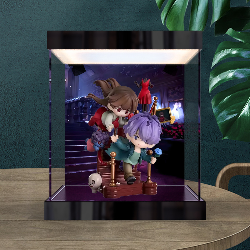 适用AOWOBOX  适用于Ib 恐怖美术馆高透亚克力手办主题灯箱展示盒