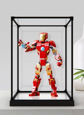 亚克力合金防尘盒子适用乐高76206 钢铁侠人偶玩具模型拼装展示盒