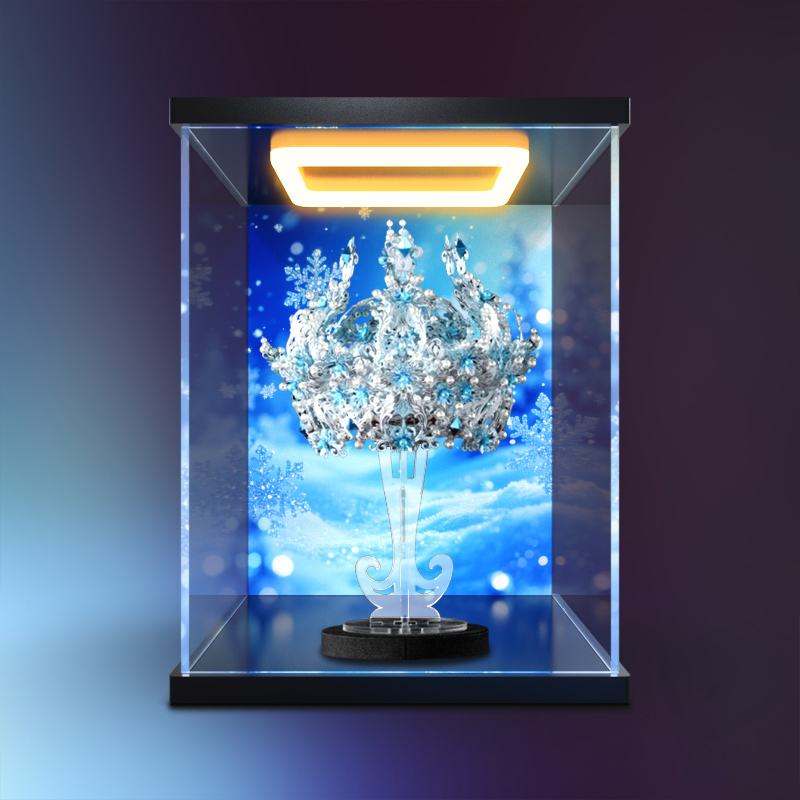 回型灯亚克力收纳盒适用拼酷冰雪皇冠3D立体金属拼图凤冠拼装模型