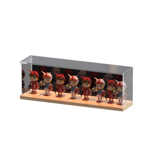 原木色高盲盒收纳展示架 泡泡玛特展示盒乐高手办popmart柜亚克力