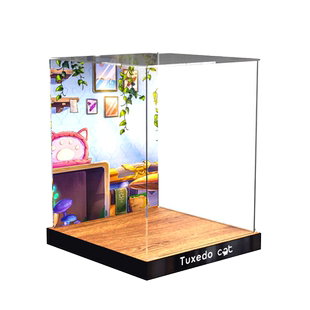 适用乐高IDEAS系列21349燕尾服猫模型合金边框收纳盒亚克力展示盒