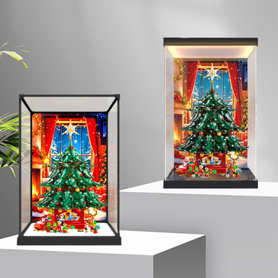 适用41843家庭圣诞树积木玩具模型摆件亚克力合金框架防尘展示盒