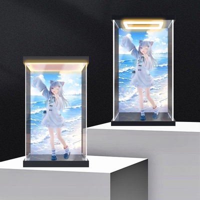 适用FuRyu Trio-Try-iT Nachoneko猫娘 景品手办亚克力带灯收纳盒