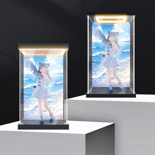 适用FuRyu Trio-Try-iT Nachoneko猫娘 景品手办亚克力带灯收纳盒