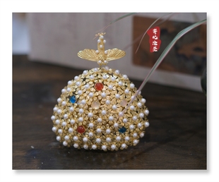 寄北沧茫李静训闹蛾扑花冠汉服婚嫁发冠结婚头饰国风配饰古典头饰