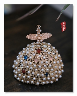 寄北沧茫 李静训闹蛾扑花冠汉服婚嫁发冠结婚头饰日常子女