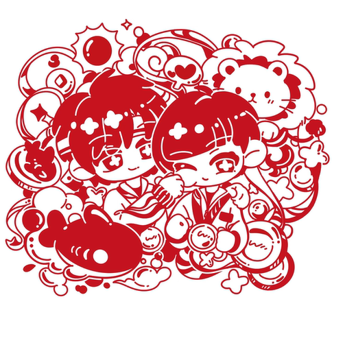 新款莎头5114周边自制Q版莎头ins风过年窗户玻璃装饰窗花静电贴