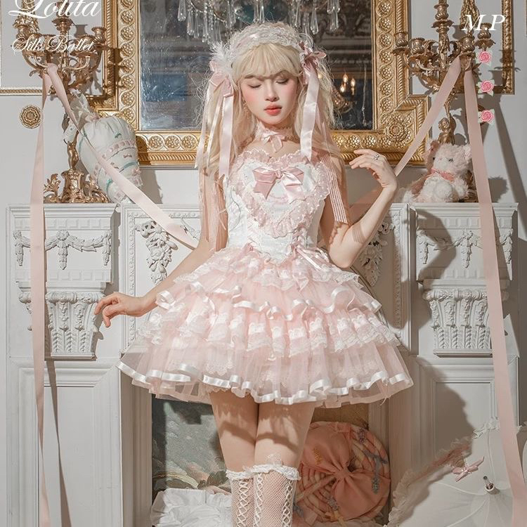 现货 丝缎芭蕾 原创夏日狗短lolita连衣裙少女花嫁 花与珍珠匣