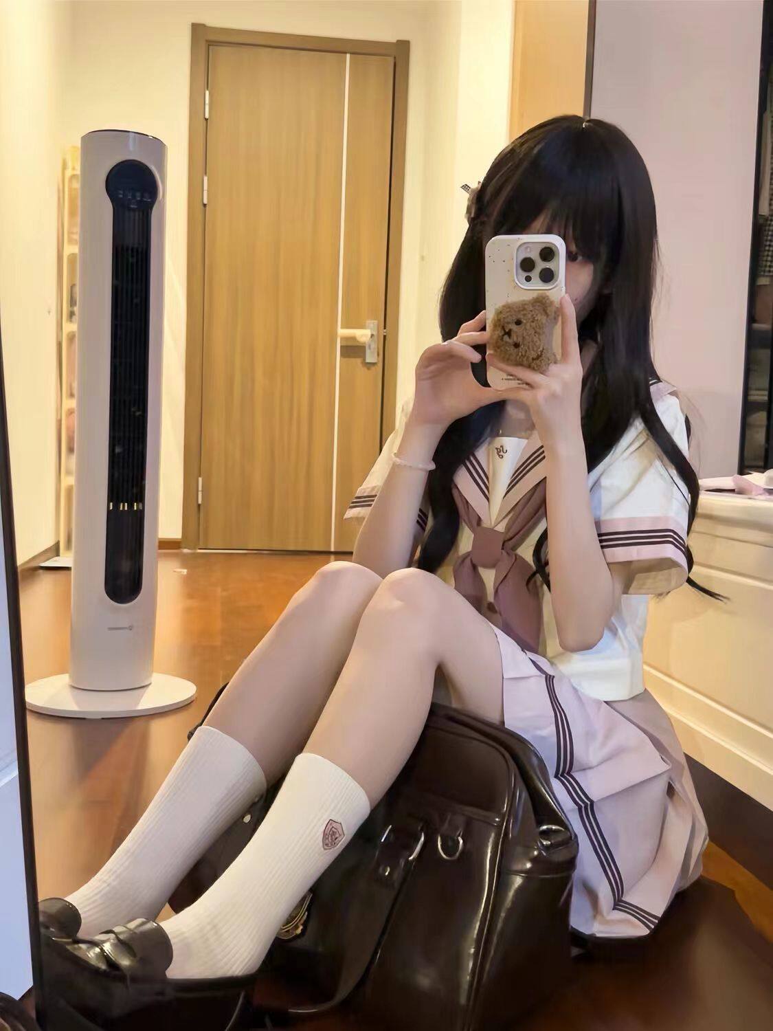 学院风甜美可爱软妹JK制服水手服海军领粉色蝴蝶结上衣百褶裙