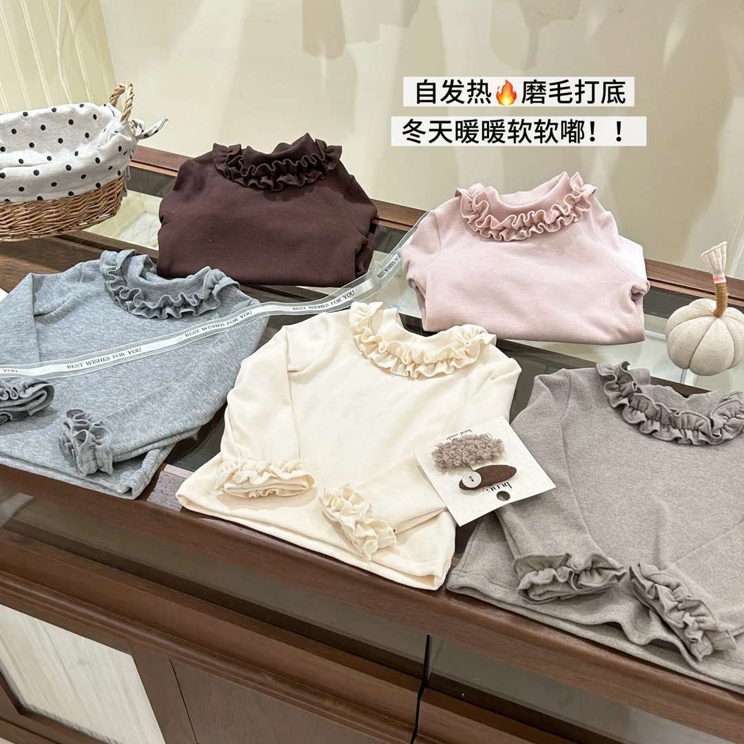 女童半高领打底衫秋冬加厚新款女T恤