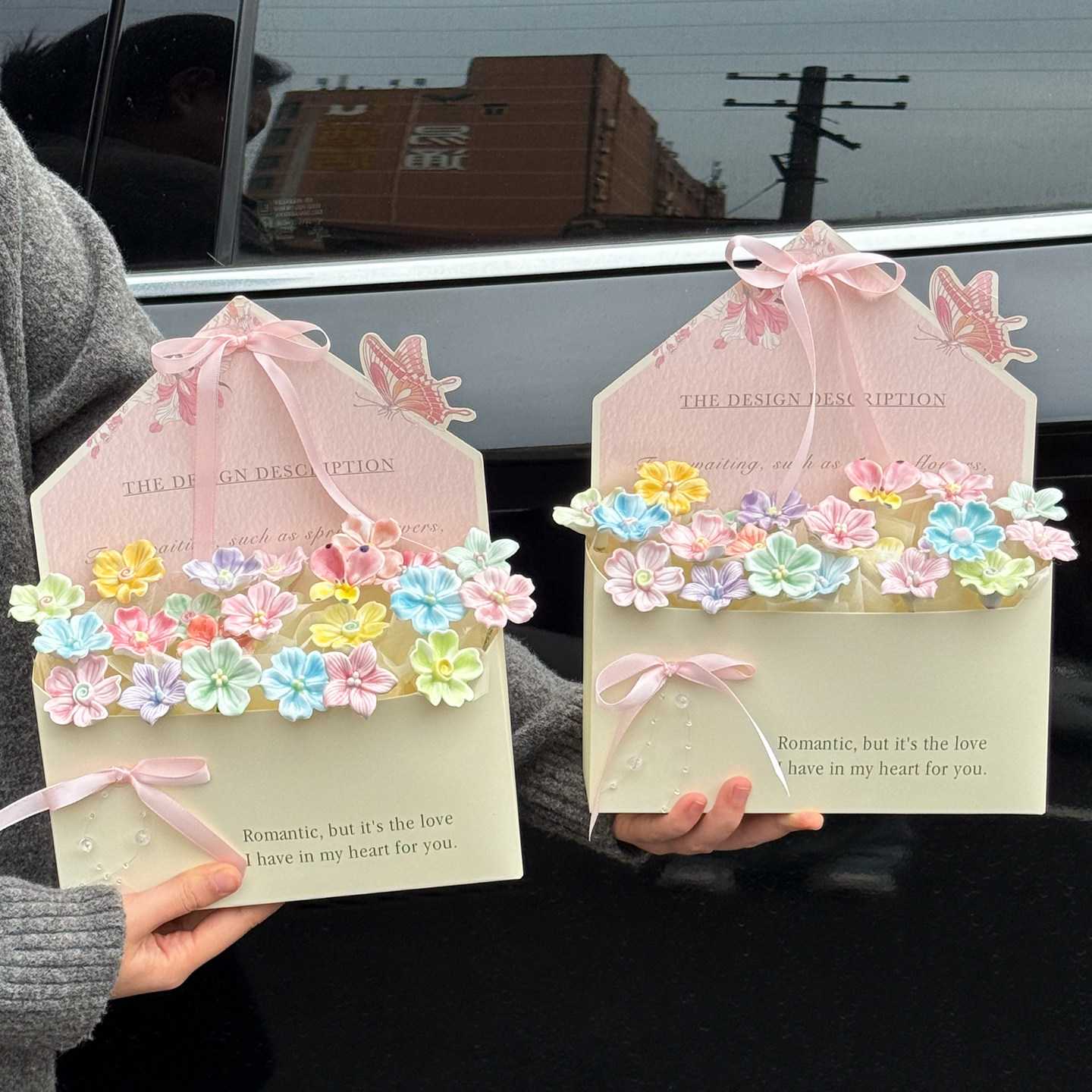 情人节生日纪念日礼物送老婆女朋友闺蜜创意礼品信封陶瓷仿真花束