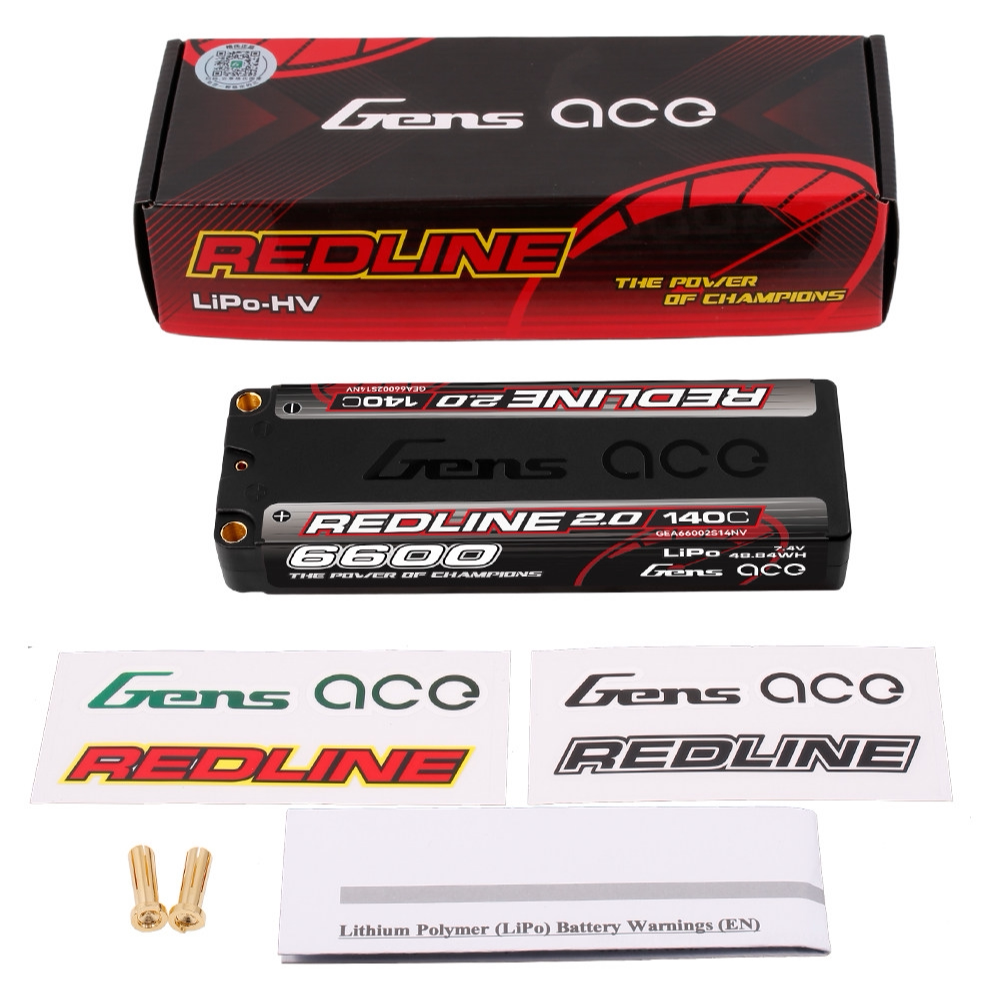 格氏ACE REDLINE 2.0 竞赛系列电池 2S1P 140C 7.4V 6600mAh 长电