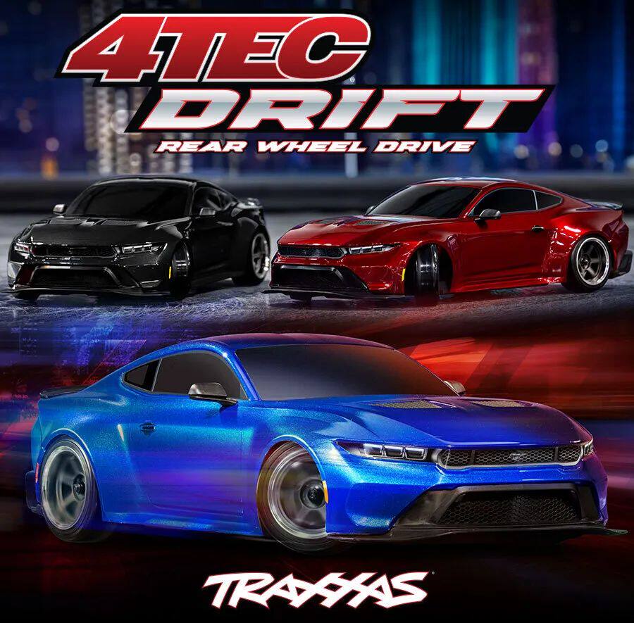 Traxxas 1/10 4-Tec RWD RC遥控平跑车后驱漂移车野马105237-4RTR