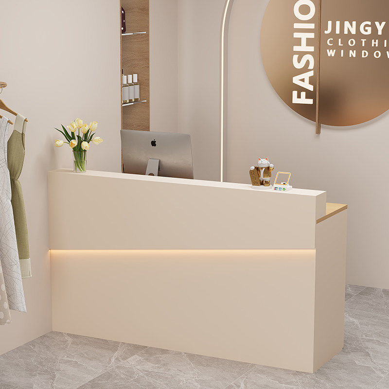香港包邮服装店收银柜台小型吧台商铺接待台简约奶油风吧台桌美容