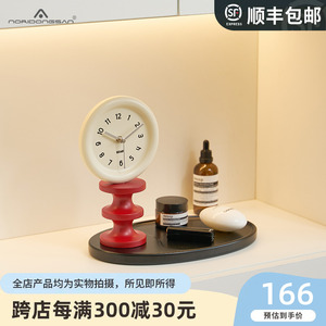 noridongsan家居客厅桌面创意时钟摆件玄关钥匙托盘电视柜装饰品