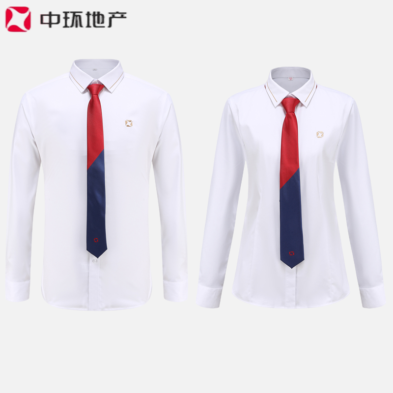 中环地产新款白色衬衫2022款竹纤维弹力免烫衬衣房产制服工作服