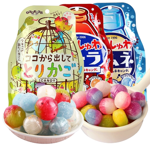 日本进口扇雀饴鸟笼糖什锦水果汽水味糖果65g柠檬味糖