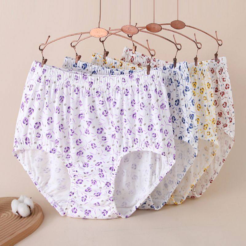 妈妈内裤纯棉高腰宽松全棉女士短裤大码胖mm200斤奶奶老人三角裤