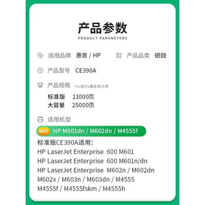 适用惠普CE390A HP90A硒鼓hp600 m601dn m602dn m603n M4555mfp打