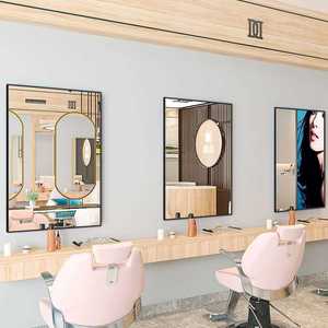 理发店镜子发廊专用美发镜台方型剪发烫染贴墙台面壁挂式单面挂墙