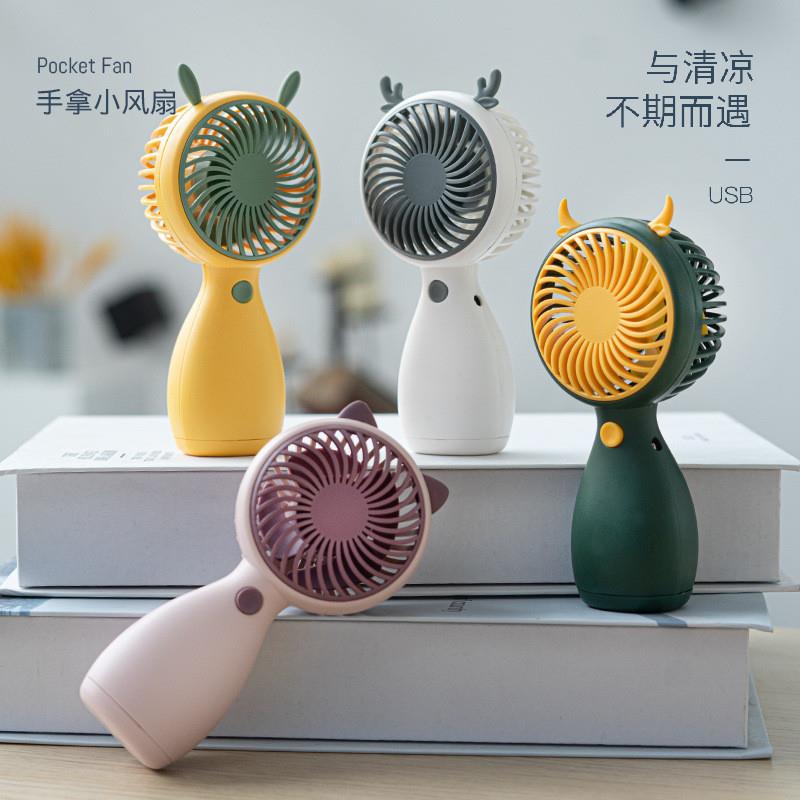 卡通手持小风扇2022年新款便携挂绳迷你桌面学生USB充电风扇6035