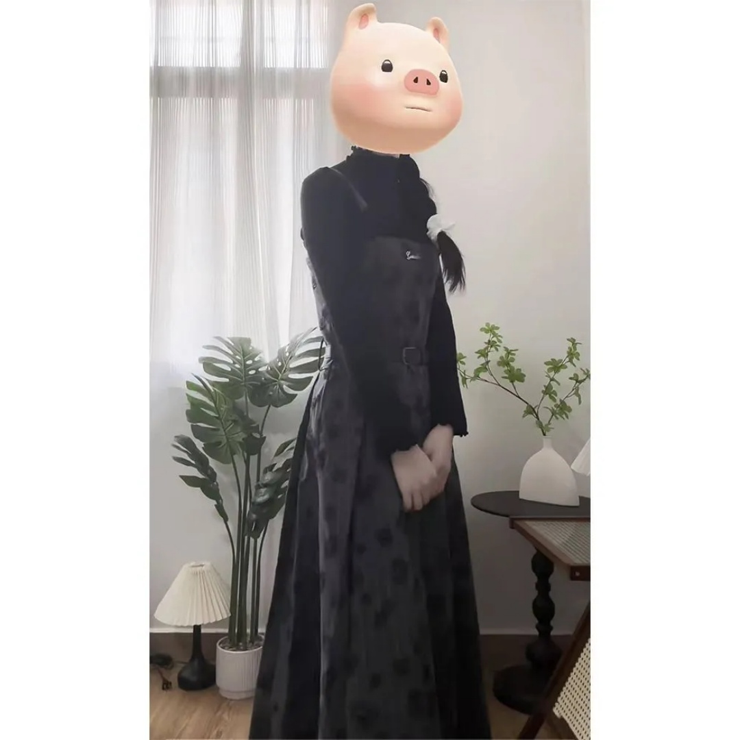 法式背带连衣裙打底衫显瘦两件套