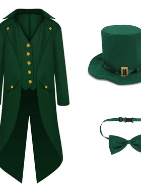 欧美wish万圣节服装圣帕特里克节爱尔兰妖精服成人男精灵燕尾服