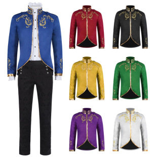 男士 子套装 时尚 衬衣裤 潮 中世纪宫廷王子外套刺绣西装 2025春秋新款