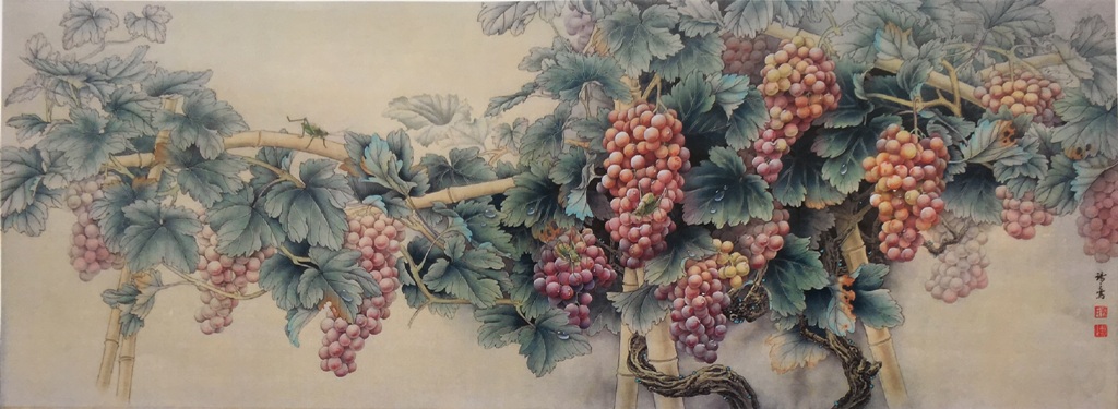 工笔画底稿4尺葡萄横幅白描
