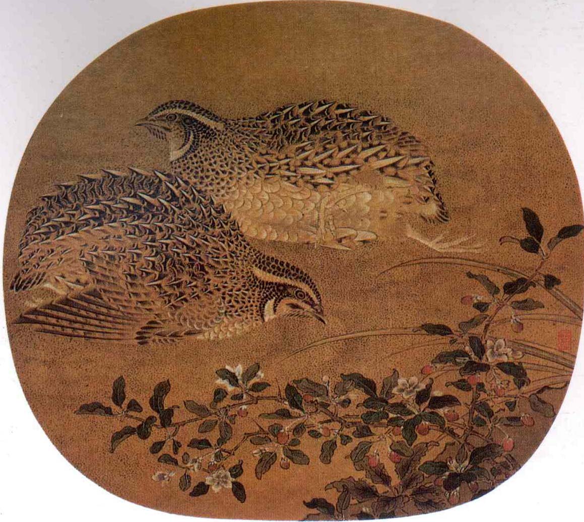 工笔画底稿 宋 李安忠 野卉秋鹑图 白描82#打印稿 宣纸稿有步骤图