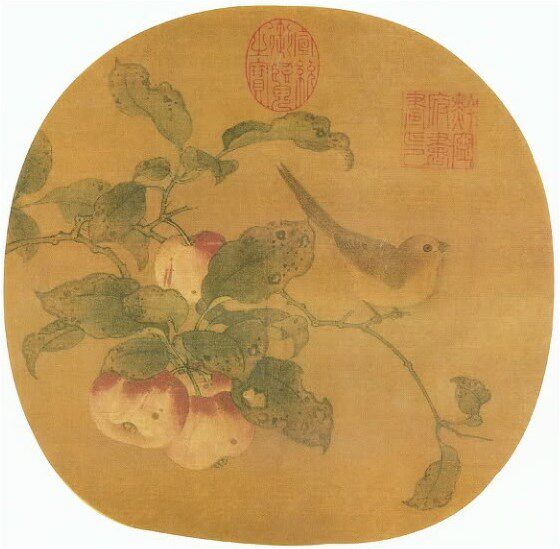 工笔画底稿宋黄筌苹果苹婆山鸟图 白描92#打印稿毛笔勾线宣纸稿