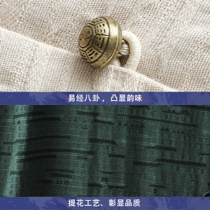新中式圆领铜扣拼接五分袖透气棉麻假两件衬衫男A087-1-YM720-P65图片