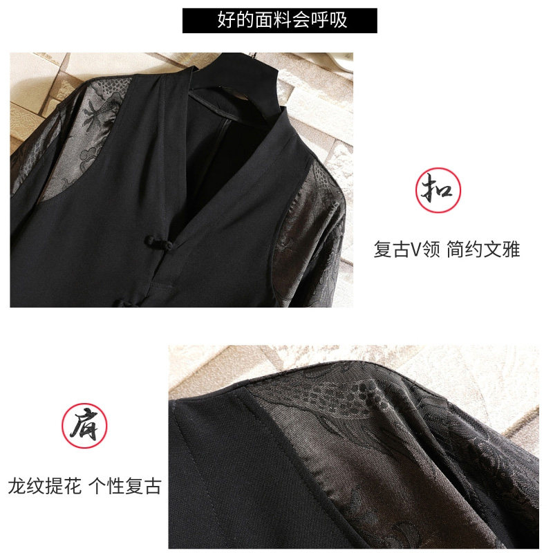 新中式风夏款拼接盘扣宽松汉服唐装短袖T恤A087-1-YM951-P55,男装T恤,电商A087-1